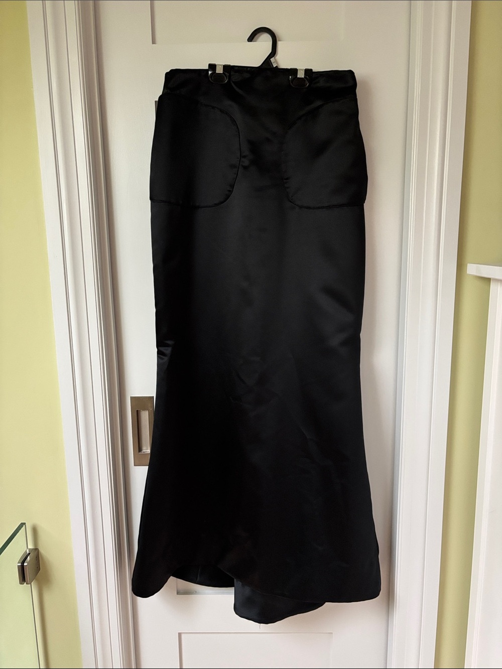 Sleek Black Satin Maxi Skirt with High Waist
